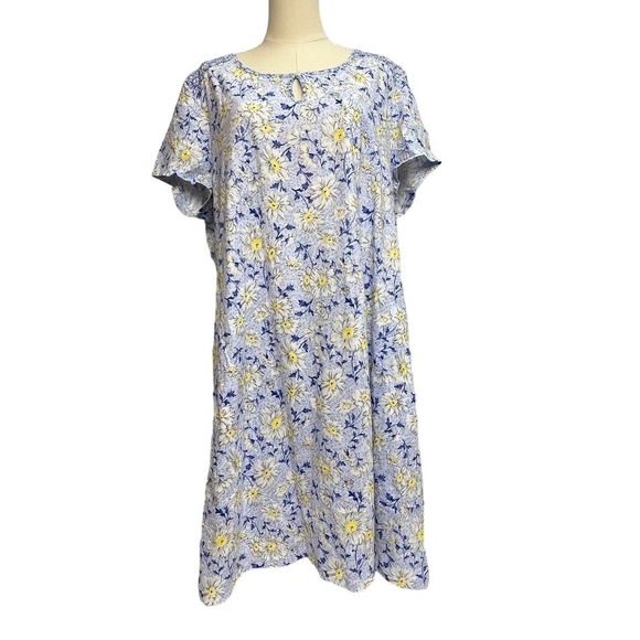 NEW! Carole Hochman Meadow Floral 100% Cotton 2-Pack Sleepshirts 1X(BLUE) - Picture 1 of 12